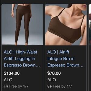 Brown alo workout set (bra & leggings)